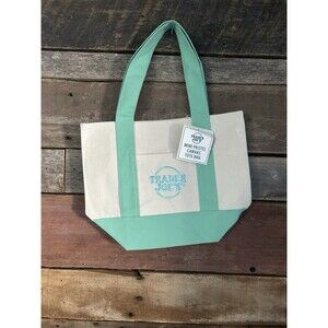 Trader Joe's Mini Canvas Tote Bag Spring 2025 Pastel Mint Green